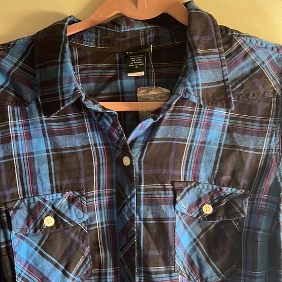 Torrid Blue Plaid Button Down - Picture 4 of 8